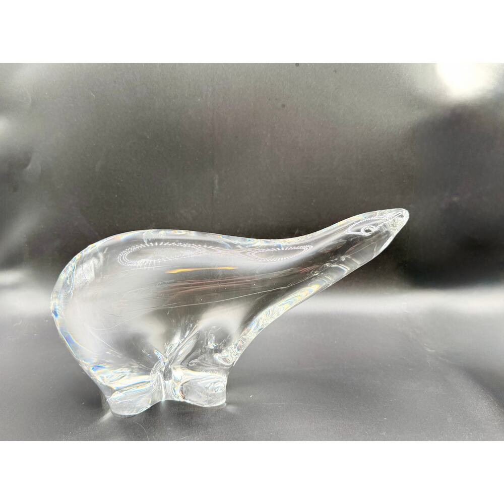 Målerås Sweden Signed Crystal Glass Polar Bear Figurine – 8.5” Long – Heavy